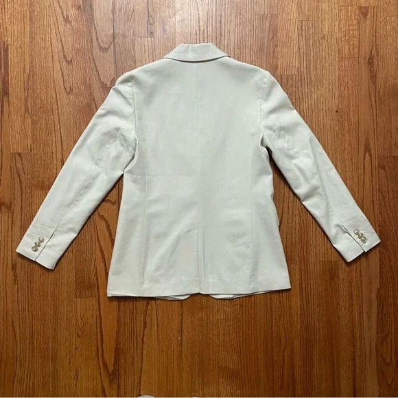 NWT LOFT neutral cotton linen blend single button blazer size 00 P petite - Picture 6 of 13